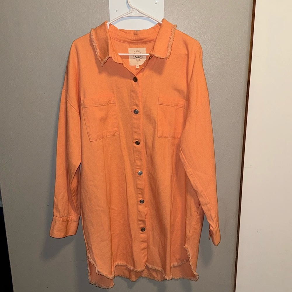 Fantastic Fawn Orange Denim Button up Dress Size Medium